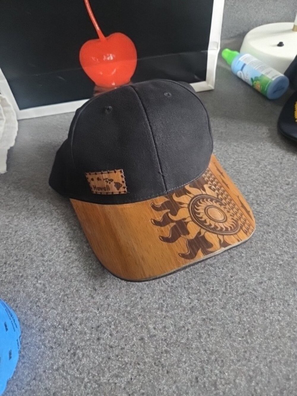 Kona Caps Kauai Wooden Brim Surf Cap Black Brown Cotton